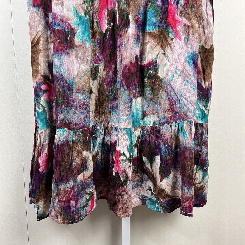 Soft Surroundings Italian Dreams Maxi Dress Multicolor Ruffled Crepe Womens PM - Picture 3 of 6